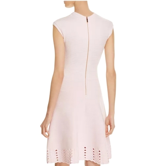 Ted Baker Jacquard Cut Out Baby Pink Skater Dress Size 4 U.S 8 - Picture 3 of 14